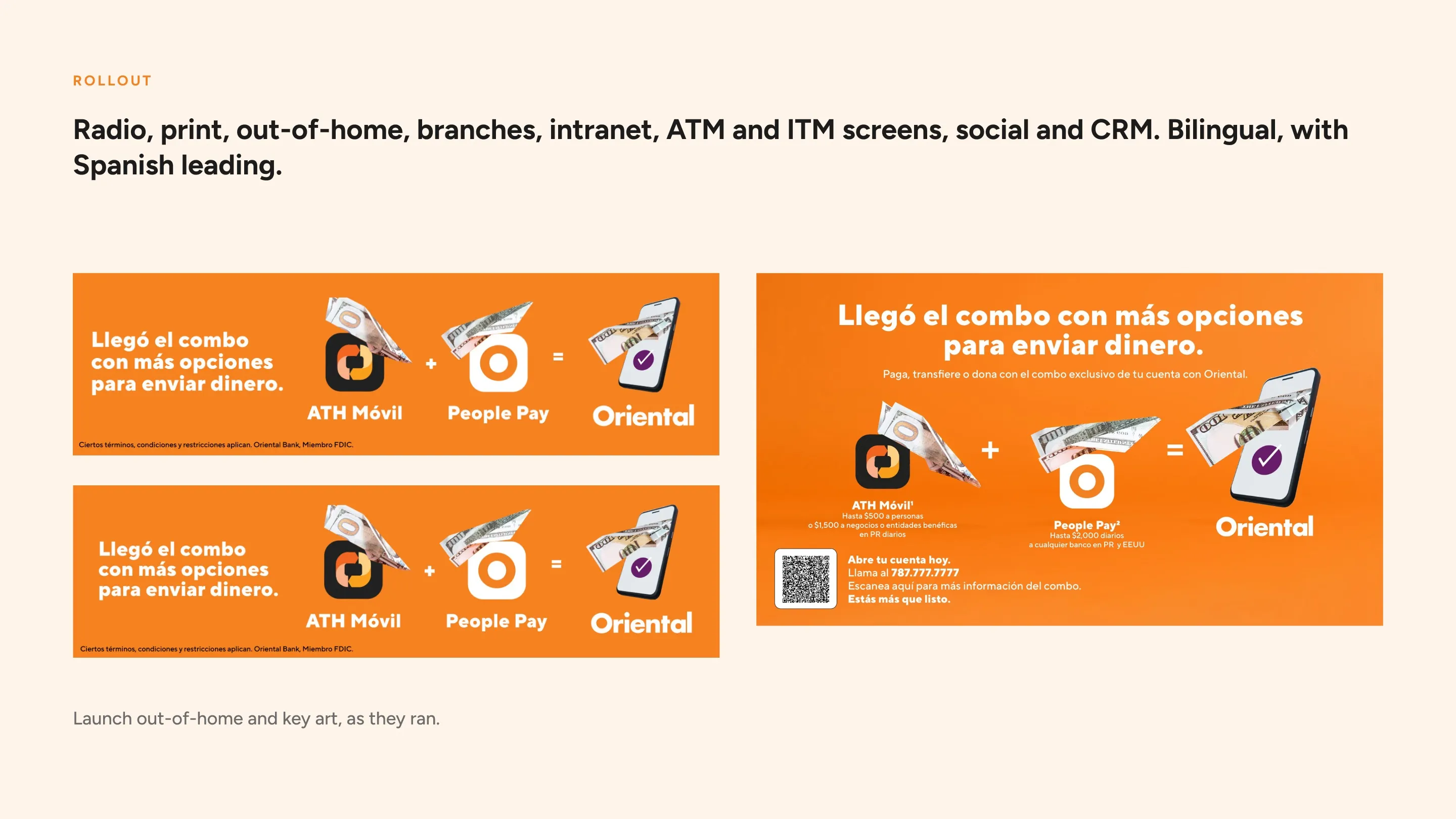 Rollout across radio, print, out-of-home, branches and screens